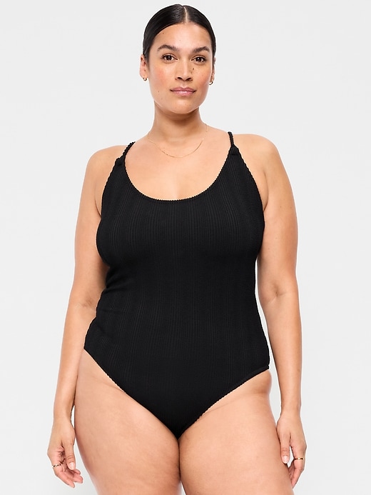 Image number 7 showing, Ribbed Braided-Strap One-Piece Swimsuit