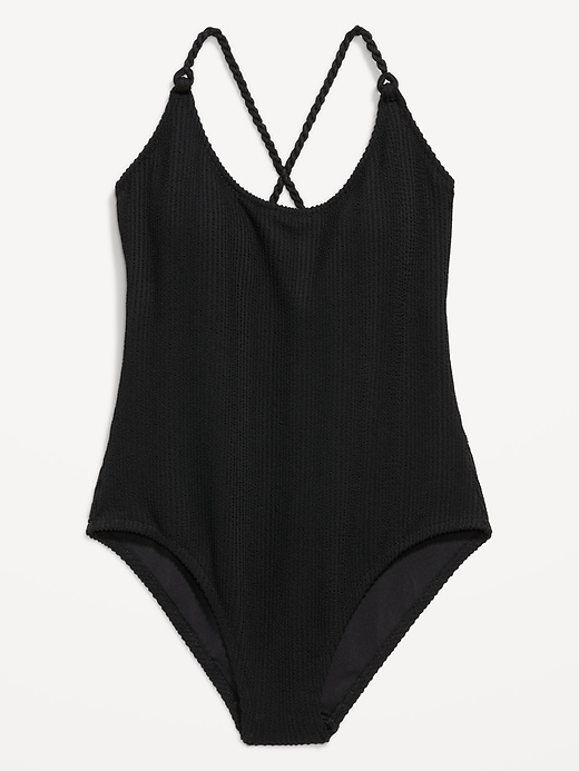 Image number 4 showing, Ribbed Braided-Strap One-Piece Swimsuit