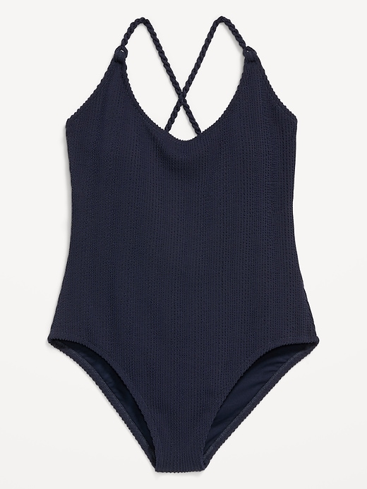 Image number 3 showing, Ribbed Braided-Strap One-Piece Swimsuit