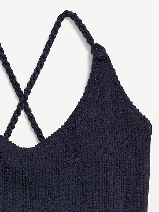 Image number 8 showing, Ribbed Braided-Strap One-Piece Swimsuit