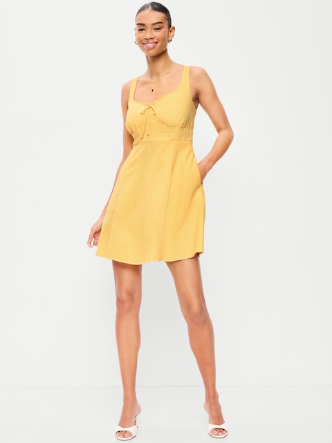 Fit & Flare Linen Mini Dress