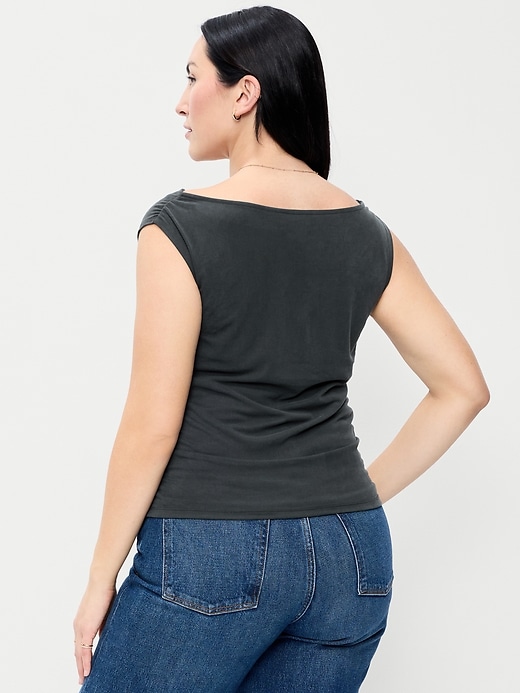 Image number 7 showing, Slit-Neck Ruched Top