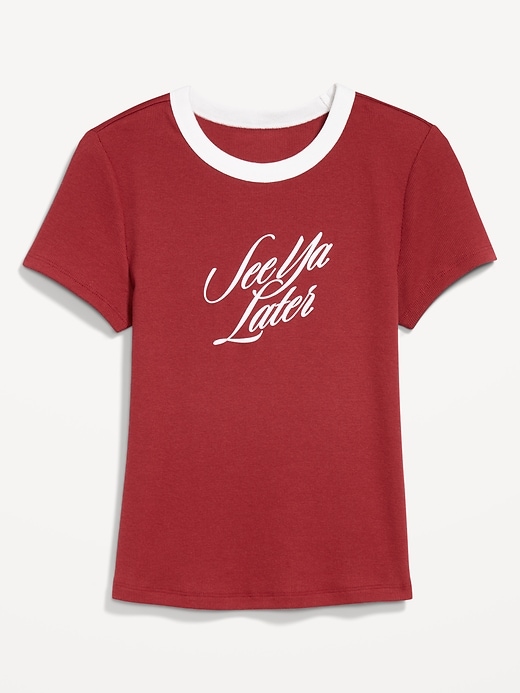 Image number 1 showing, Snug Ribbed Crop T-Shirt