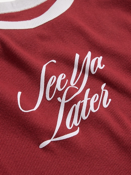 Image number 3 showing, Snug Ribbed Crop T-Shirt