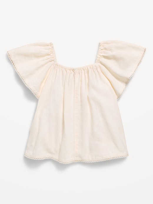 Image number 2 showing, Short-Sleeve Linen-Blend Top for Toddler Girls