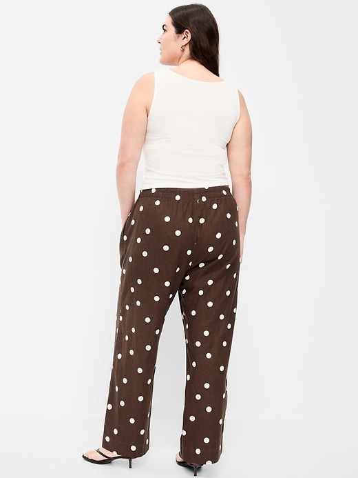 Image number 7 showing, High-Waisted Linen-Blend Straight Ankle Pants