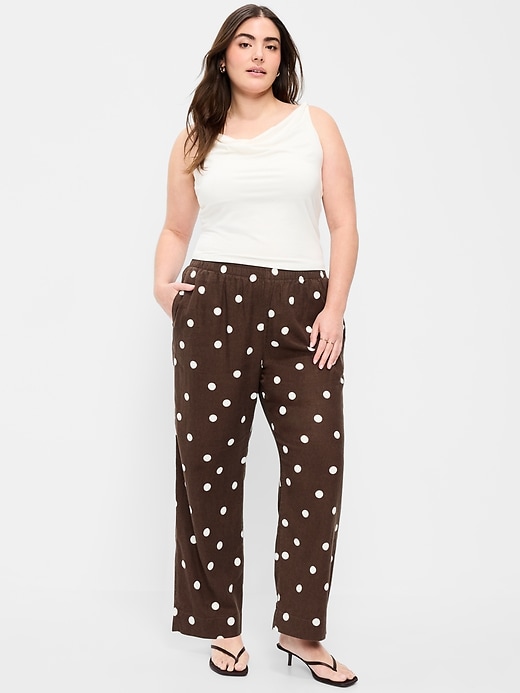 Image number 6 showing, High-Waisted Linen-Blend Straight Ankle Pants
