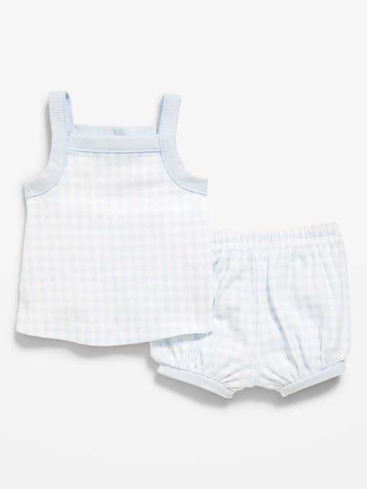 L'image numéro 1 présente Ensemble de camisole et short côtelés pour bébé