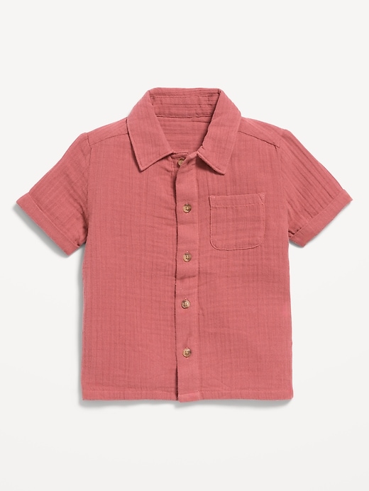 Image number 1 showing, Short-Sleeve Double-Weave Shirt for Toddler Boys