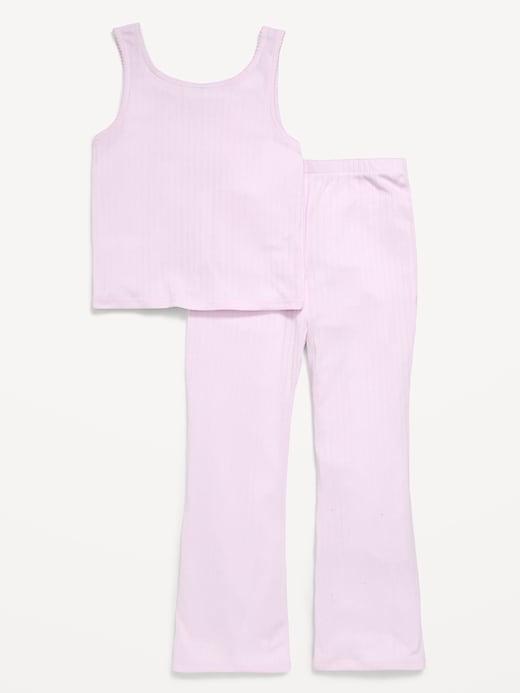 Image number 2 showing, Ribbed Pajama Tank Top and Flare Pants Set for Girls