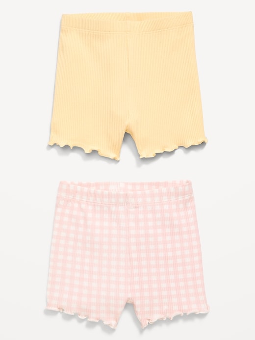Image number 2 showing, Ribbed Lettuce-Edge Biker Shorts 2-Pack for Baby