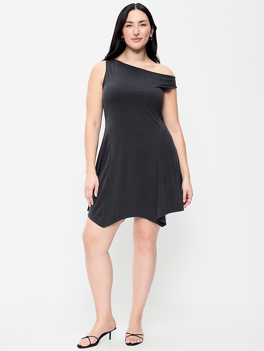 Image number 6 showing, Fit & Flare Asymmetrical Shoulder Mini Dress