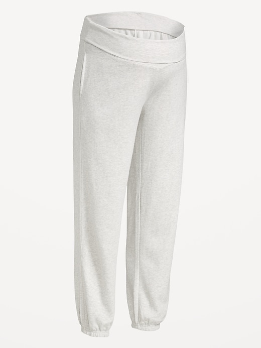 Image number 1 showing, Maternity Rollover-Waist Fleece Jogger Sweatpants