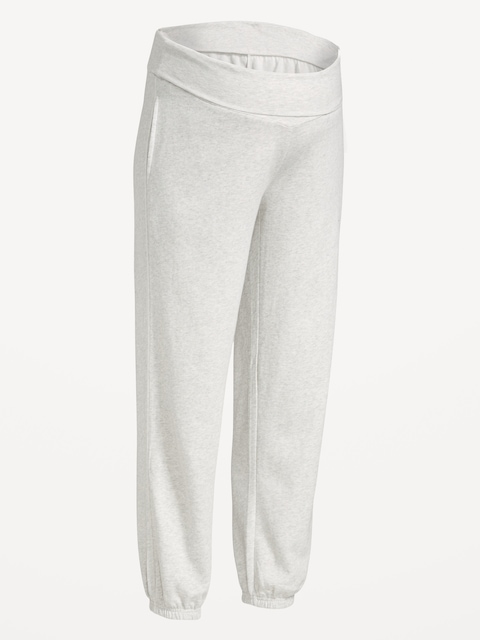 Maternity Rollover-Waist Fleece Jogger Sweatpants