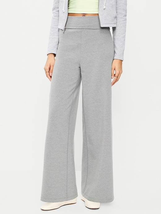 Image number 1 showing, High-Waisted PowerChill Fold-Over Wide-Leg Pants
