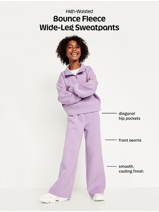 Image number 5 showing, High-Waisted Bounce Fleece Wide-Leg Sweatpants for Girls