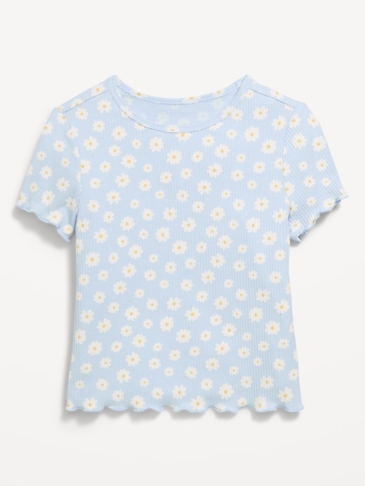 Image number 1 showing, Printed Short-Sleeve Lettuce-Edge T-Shirt for Toddler Girls