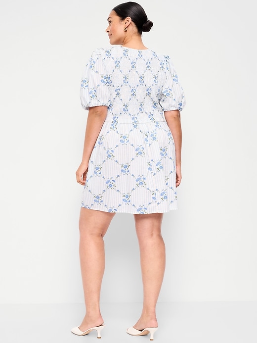 Image number 5 showing, Puff-Sleeve Smocked Fit & Flare Mini Dress