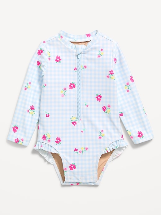 Image number 1 showing, Long-Sleeve Rashguard Swim One-Piece for Baby