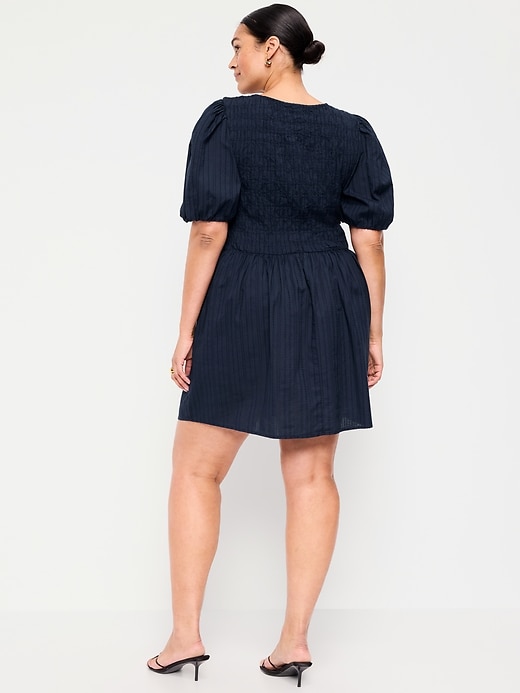 Image number 8 showing, Smocked Puff-Sleeve Flare Mini Dress