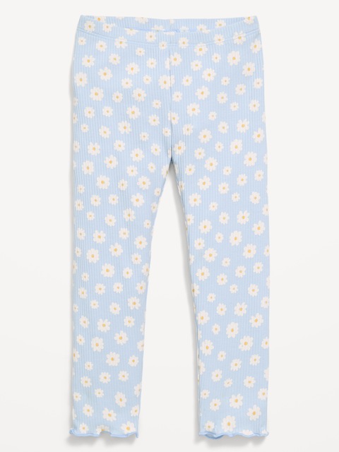 Printed Full-Length Textured Leggings for Toddler Girls