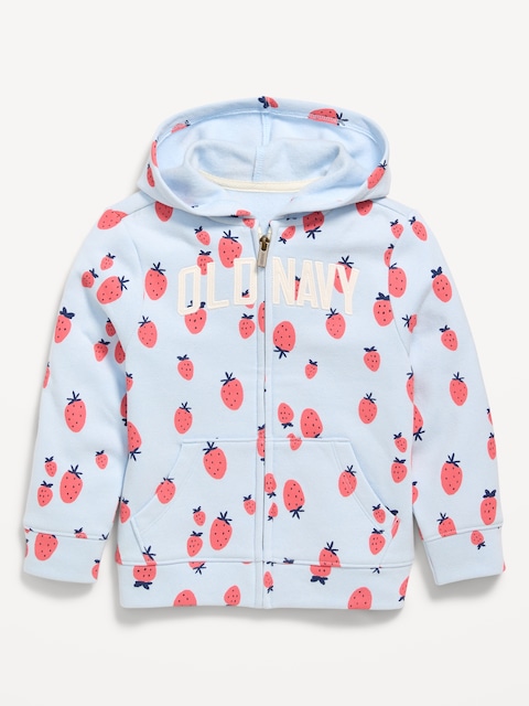 Printed Logo-Graphic Zip Hoodie for Toddler Girls