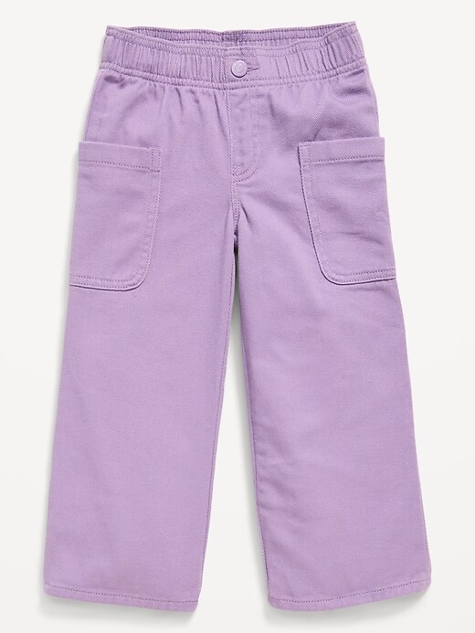 Image number 1 showing, High-Waisted Baggy Wide-Leg Pull-On Pants for Toddler Girls