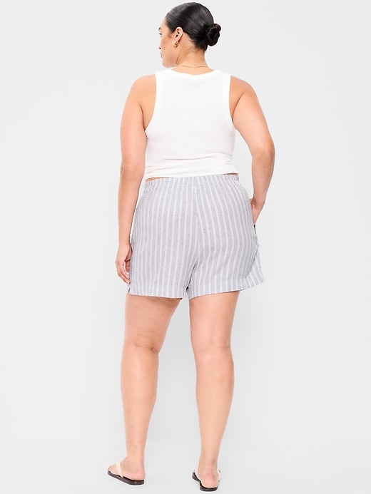 Image number 7 showing, High-Waisted Linen-Blend Shorts -- 3.5-inch inseam