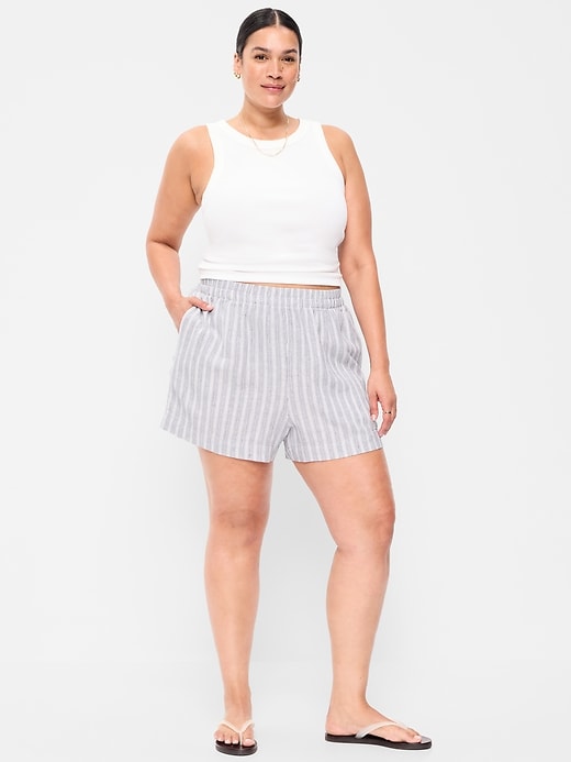 Image number 6 showing, High-Waisted Linen-Blend Shorts -- 3.5-inch inseam