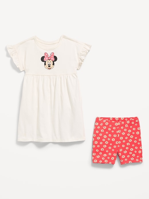Image number 2 showing, Disney© Ruffled Short-Sleeve Dress and Biker Shorts Set for Toddler Girls