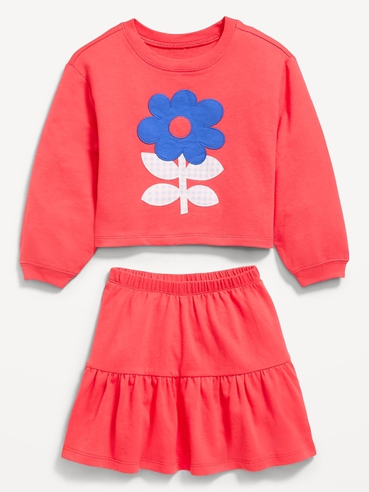 Image number 2 showing, Long-Sleeve Graphic Sweatshirt and Skirt Set for Toddler Girls