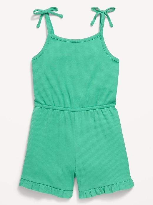Image number 1 showing, Sleeveless Tie-Bow Ribbed Romper for Toddler Girls