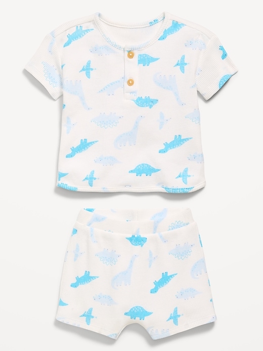 Image number 2 showing, Printed Waffle-Knit Henley Shirt and Shorts Set for Baby