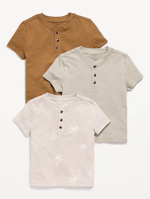 Image number 1 showing, Short-Sleeve Henley T-Shirt 3-Pack for Toddler Boys