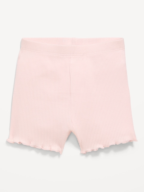 Ribbed Lettuce-Edge Biker Shorts for Baby