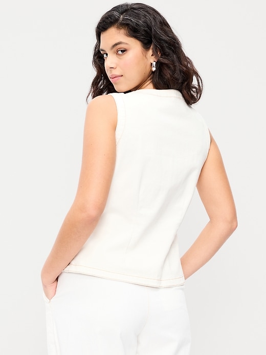 Image number 6 showing, Sleeveless Longline Denim Vest
