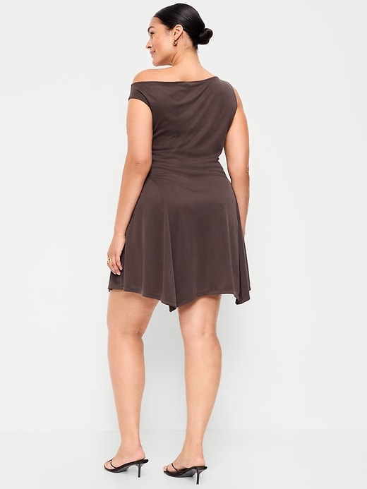 Image number 5 showing, Fit & Flare Asymmetrical Shoulder Mini Dress