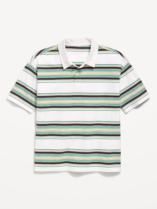 Image number 1 showing, Oversized Striped Polo Shirt for Boys