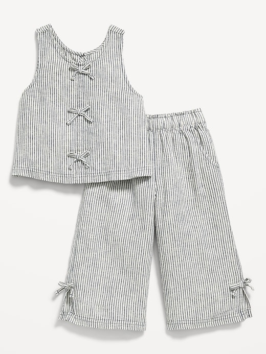 Image number 1 showing, Sleeveless Linen-Blend Bow Top and Pants Set for Toddler Girls
