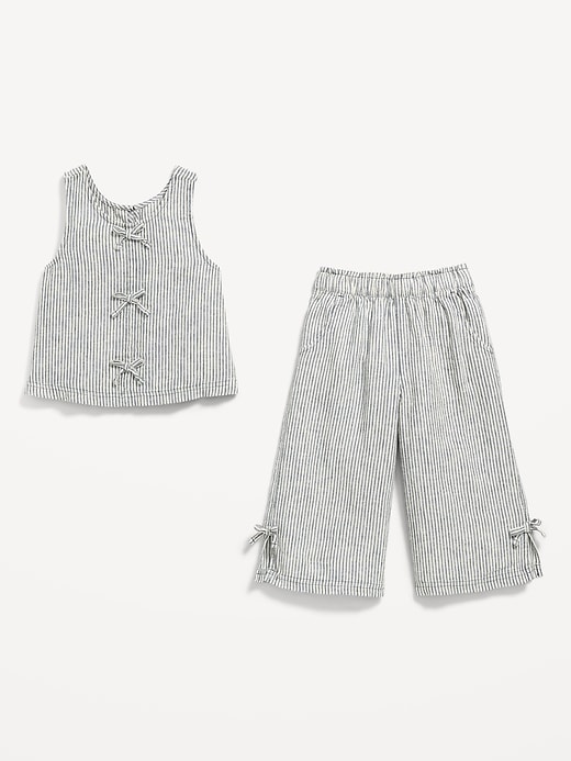 Image number 2 showing, Sleeveless Linen-Blend Bow Top and Pants Set for Toddler Girls