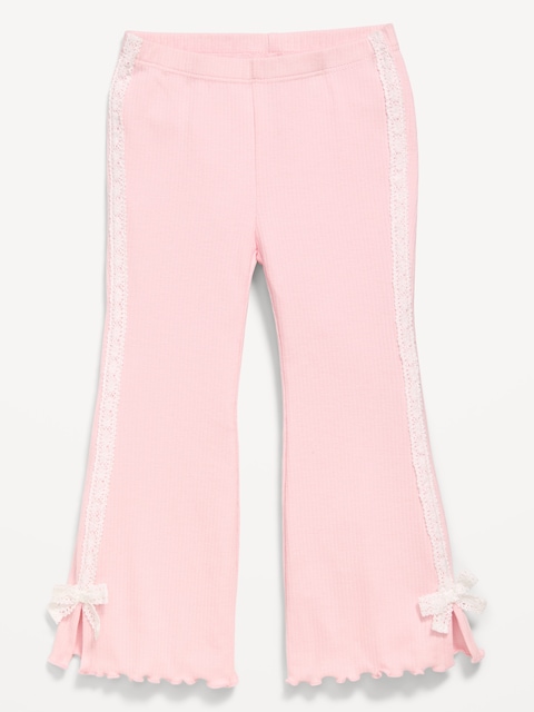 Ribbed Side-Stripe Flare-Leg Leggings for Toddler Girls