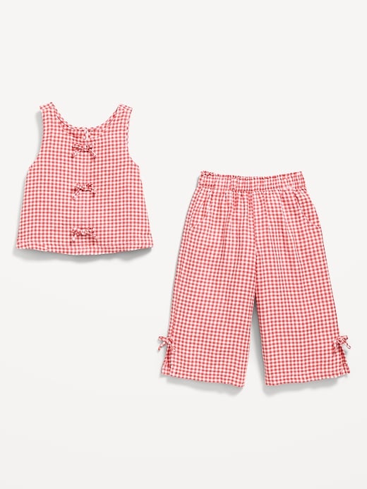 Image number 2 showing, Sleeveless Linen-Blend Bow Top and Pants Set for Toddler Girls