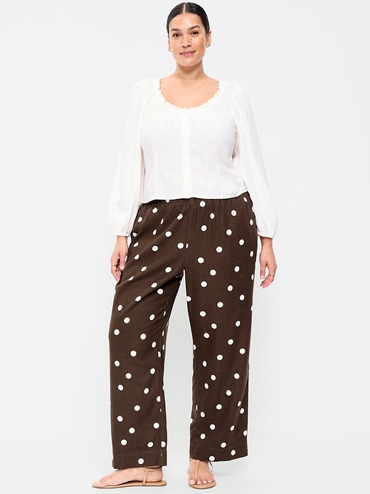 Image number 8 showing, High-Waisted Linen-Blend Straight Ankle Pants