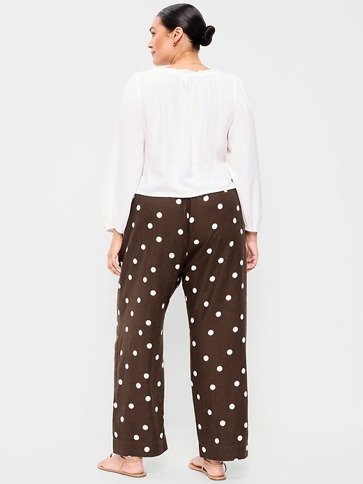 Image number 9 showing, High-Waisted Linen-Blend Straight Ankle Pants