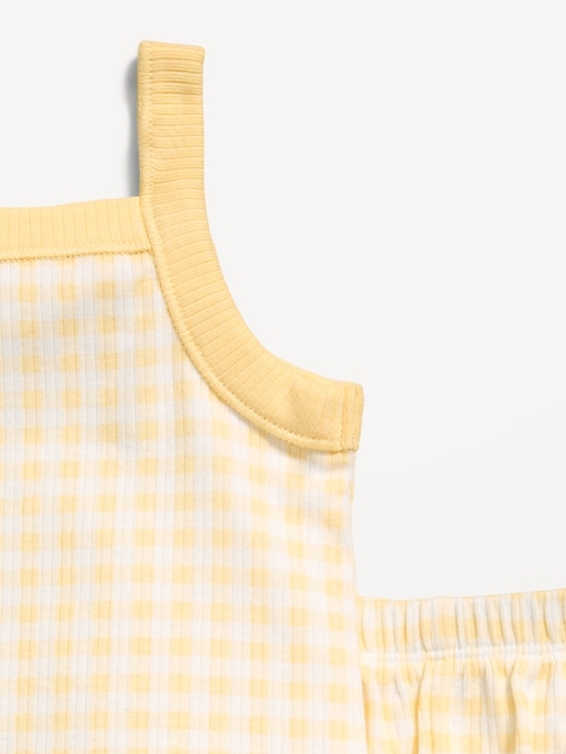 L'image numéro 3 présente Ensemble de camisole et short côtelés pour bébé