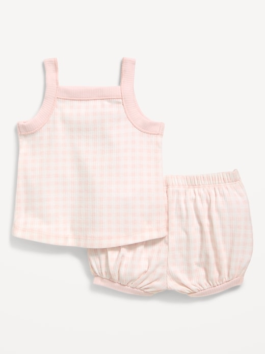 L'image numéro 1 présente Ensemble de camisole et short côtelés pour bébé