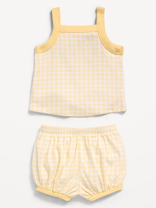L'image numéro 2 présente Ensemble de camisole et short côtelés pour bébé