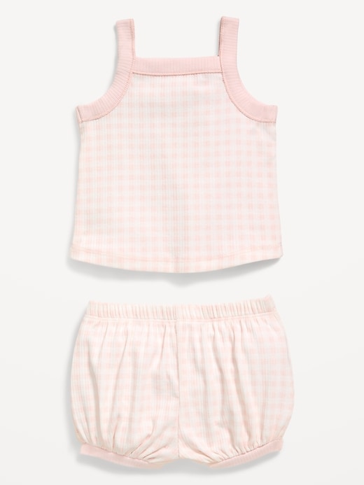 L'image numéro 2 présente Ensemble de camisole et short côtelés pour bébé