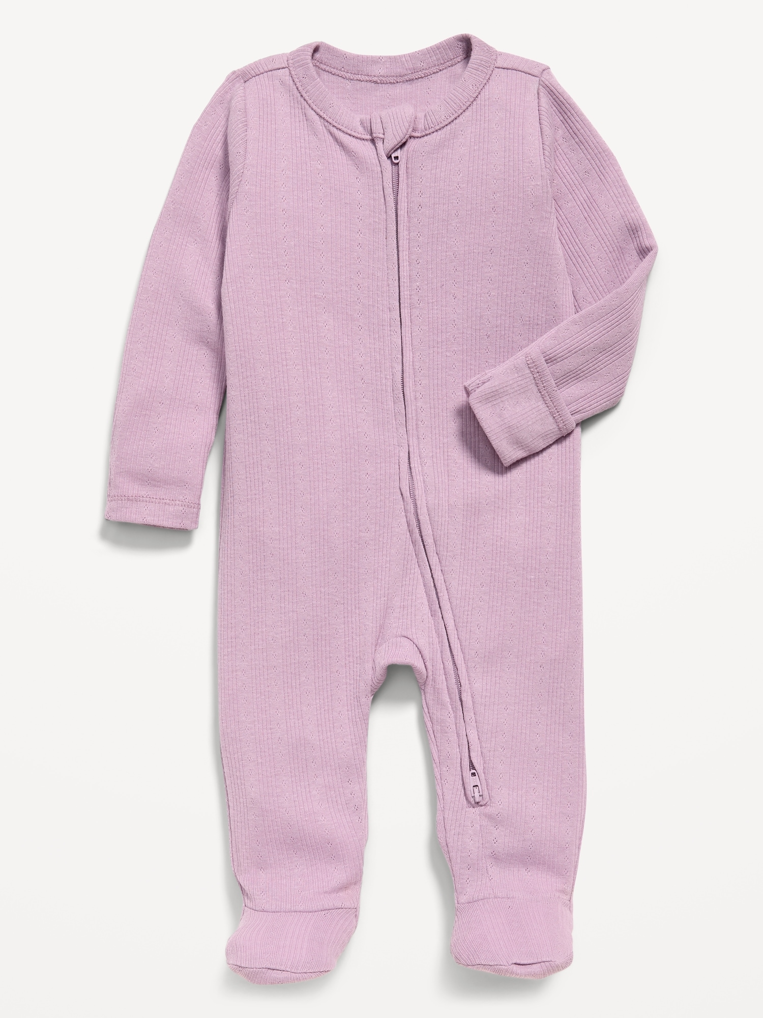 Pointelle-Knit 2-Way-Zip Sleep & Play Footed One-Piece for Baby