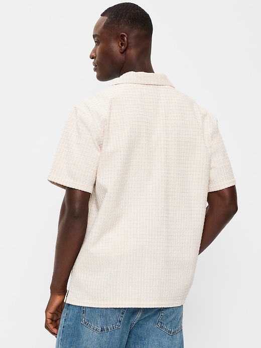 Image number 2 showing, Short-Sleeve Textured Jacquard Camp Shirt